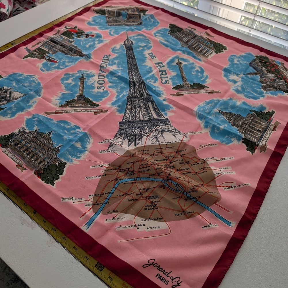 Vintage Paris Pink Scarf 30" Made In Italy - Picture 4 of 6